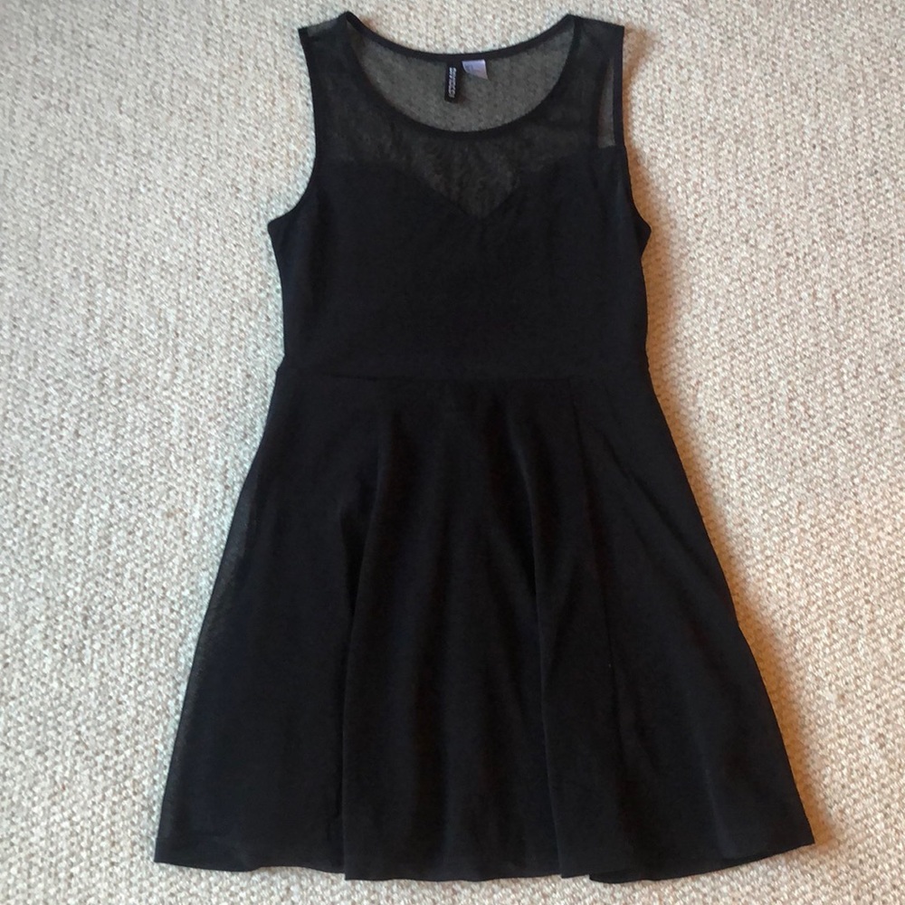 H&M little black dress with netted top- S